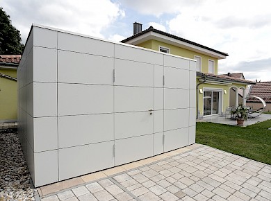 Gartenhaus Geräteschuppen mit HPL-Fassadentafeln