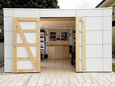 Gartenhaus Geräteschuppen mit HPL-Fassadentafeln